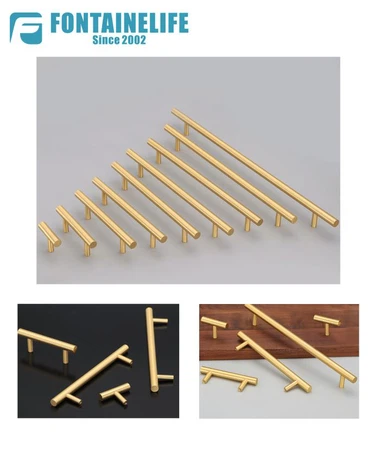 브러시 된 금 황동 캐비닛 핸들